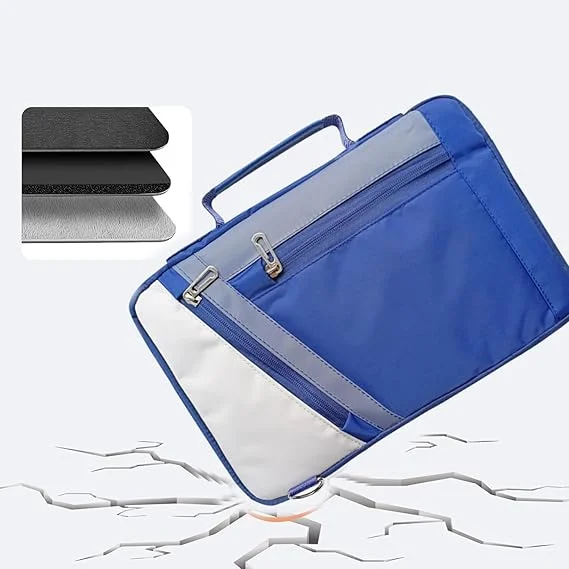 Lenovo Tab Plus TB351FU için Omuz Askılı El Tutacaklı Universal Sleeve Taşıma Çantası AL4346 Lacivert Krem Gri