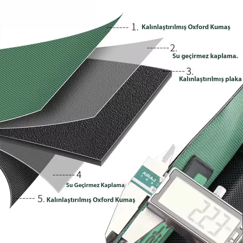 Çok Bölmeli Su Geçirmez El Tutacaklı Takım ve Hırdavat Çantası Yeşil- UR5558