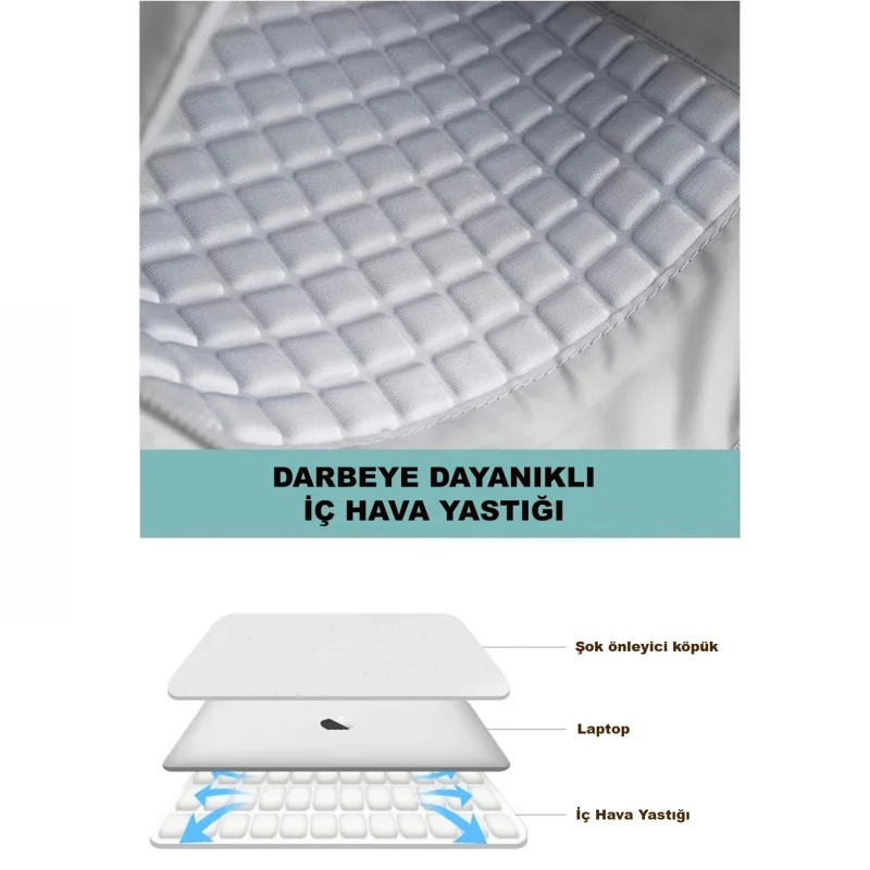 Tablet Macbook Laptop Çantası 2 Bölmeli 9-14 inch UR4227 Krem Pembe Mavi