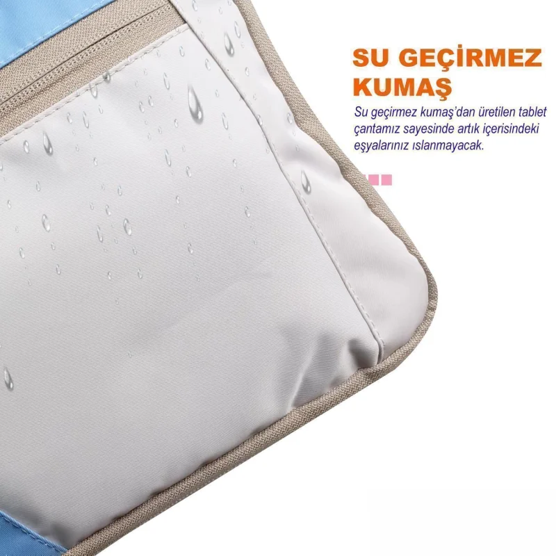 Tablet için Omuz Askılı El Tutacaklı Universal Sleeve Taşıma Çantası UR4346 Pembe Mavi Krem