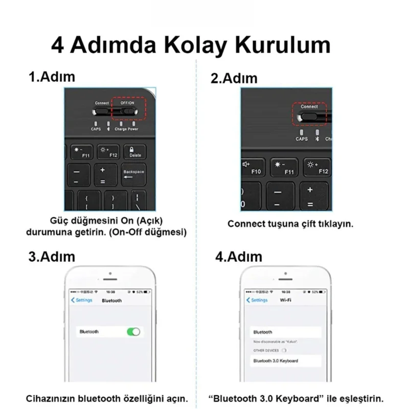 Tablet Omuz Askılı ve El Tutacaklı Universal Sleeve Taşıma Çantası Bluetooth Klavye + Bluetooth Mouse + Katlanabilir Tablet Standı UR4386