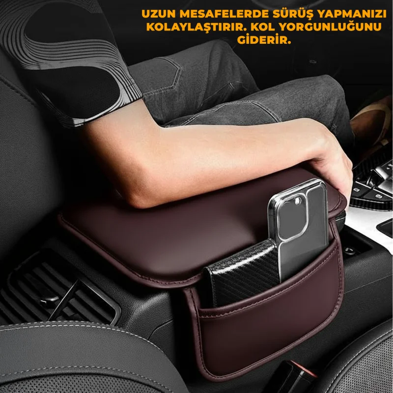 Araç Merkezi Konsol Kapağı Düz Deri Araç Kol Dayama Yastığı Depolama Cepli - UR4669