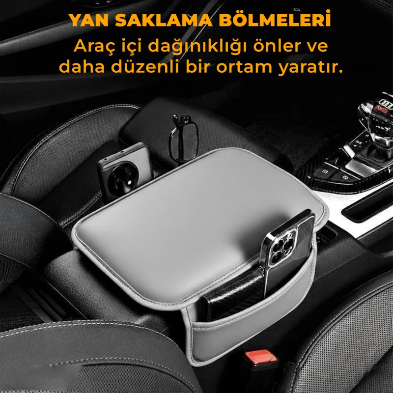 Araç Merkezi Konsol Kapağı Düz Deri Araç Kol Dayama Yastığı Depolama Cepli - UR4669