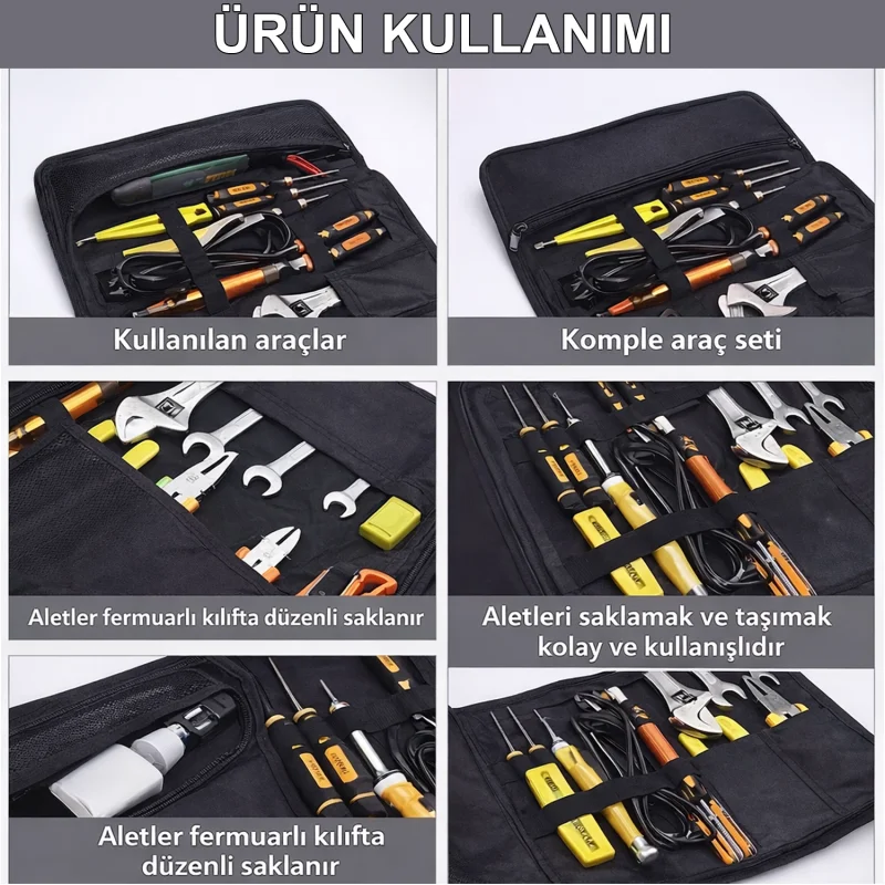 Motosiklet Bisiklet Elektrikli Araçlar ve Genel Kullanım için Katlanabilir Portatif Alet Çantası UR5514