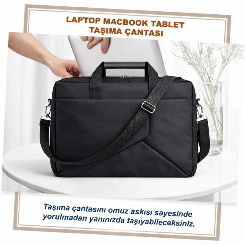 Tablet Macbook Laptop Çantası 2 Bölmeli 9-14 inch Siyah UR5559
