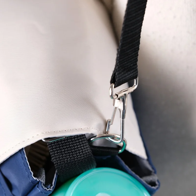 Omuz Askılıklı ve El Tutacaklı 2'si 1 Arada Ayarlanabilir Cırt'lı Bebek Arabası Çantası Lacivert Krem UR4236