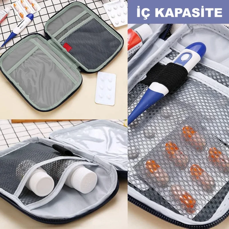 Taşınabilir Mini İlaç ve Sağlık Çantası İlk Yardım Seti İlaç Saklama Çantası UR4230