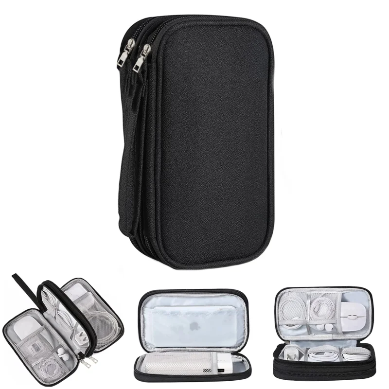 Taşınabilir Su Geçirmez Çift Katman ve Fermuarlı 8 Bölmeli HDD Harddisk Çantası UR4210