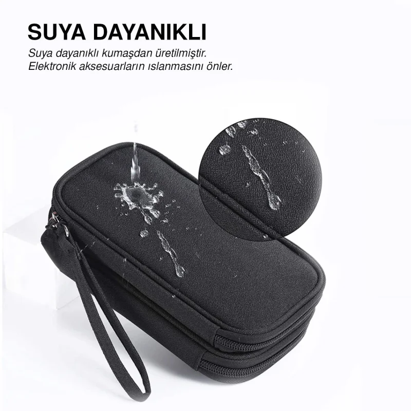 Taşınabilir Su Geçirmez Çift Katman ve Fermuarlı 8 Bölmeli HDD Harddisk Çantası UR4210