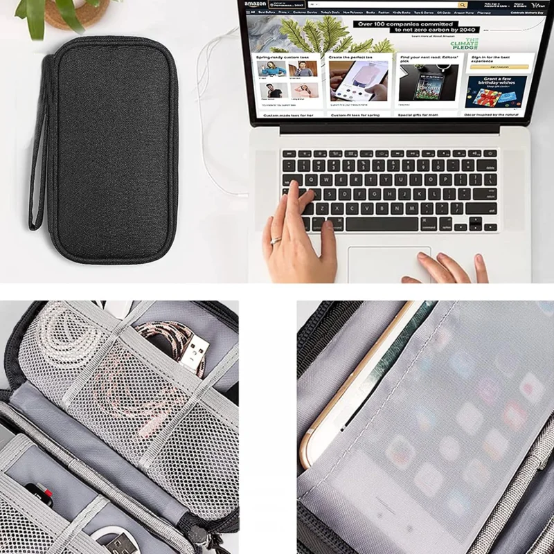 Taşınabilir Su Geçirmez Çift Katman ve Fermuarlı 8 Bölmeli HDD Harddisk Çantası UR4210