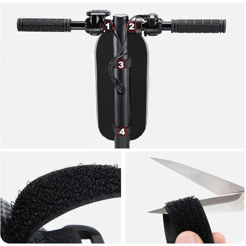 Taşınabilir Su Geçirmez 3 Bölmeli Geniş İç Hacimli Flaşörlü Scooter Bisiklet Çantası UR4249 Siyah