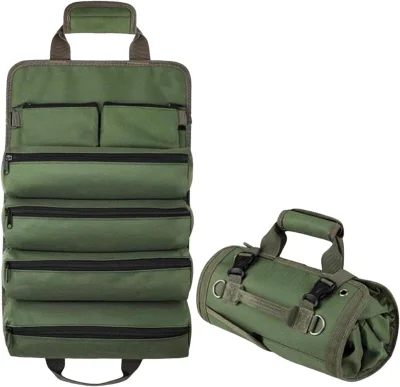 Microcase Çok Bölmeli Karavan, Alet Çantası, Ağır Hizmet Tipi Rulo Takım Çantası Katlanabilir Rulo Çanta - AL5114